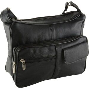 Women's Genuine Leather Cross Body Organizer Purse Black, Spacious & Multi-Pocke